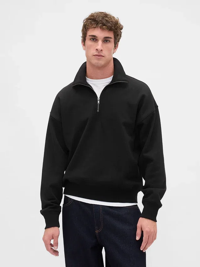 Pull oversize épais à fermeture à glissière quart de longueur pour adulte