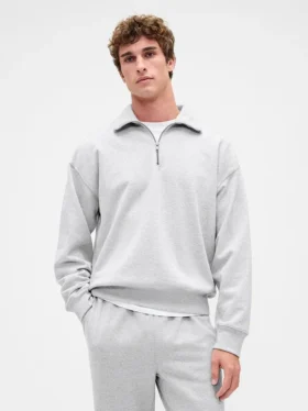 Pull oversize épais à fermeture à glissière quart de longueur pour adulte