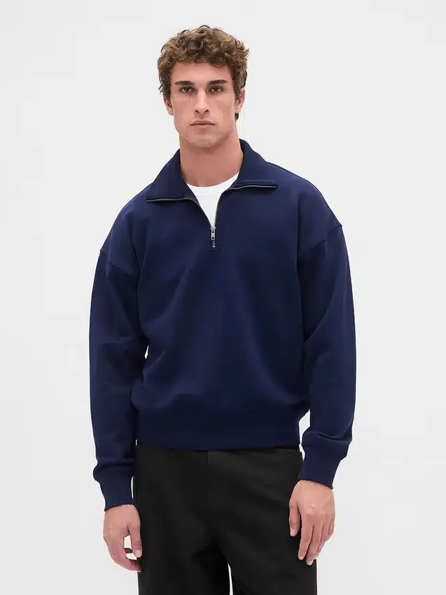 Pull oversize épais à fermeture à glissière quart de longueur pour adulte