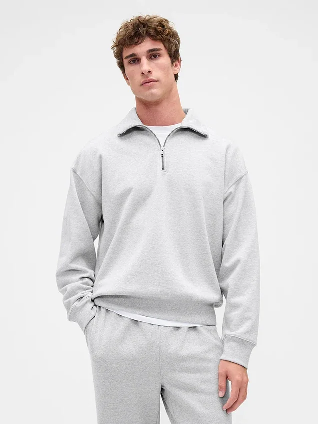 Pull oversize épais à fermeture à glissière quart de longueur pour adulte