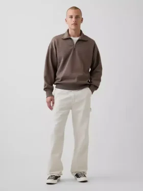 Pull oversize épais à fermeture à glissière quart de longueur pour adulte