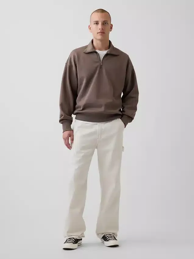 Pull oversize épais à fermeture à glissière quart de longueur pour adulte