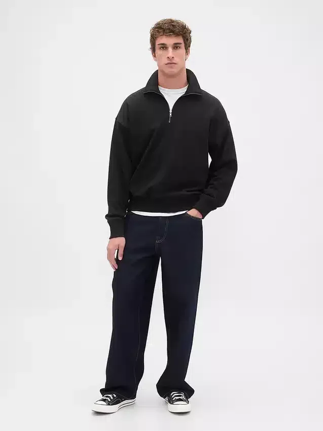 Pull oversize épais à fermeture à glissière quart de longueur pour adulte
