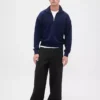 Pull oversize épais à fermeture à glissière quart de longueur pour adulte