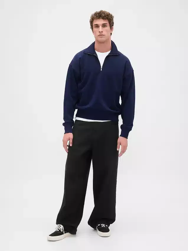 Pull oversize épais à fermeture à glissière quart de longueur pour adulte