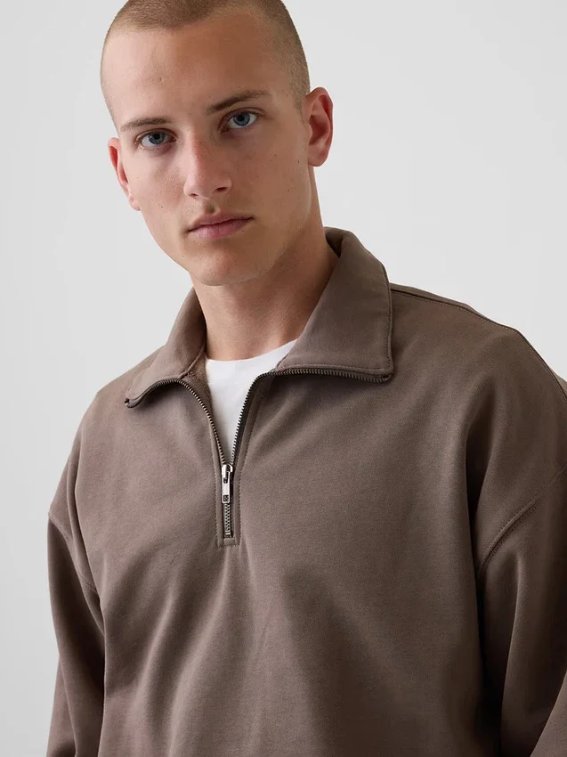 Pull oversize épais à fermeture à glissière quart de longueur pour adulte