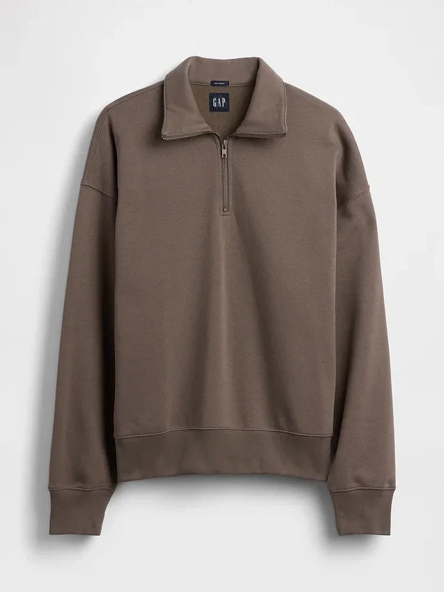 Pull oversize épais à fermeture à glissière quart de longueur pour adulte