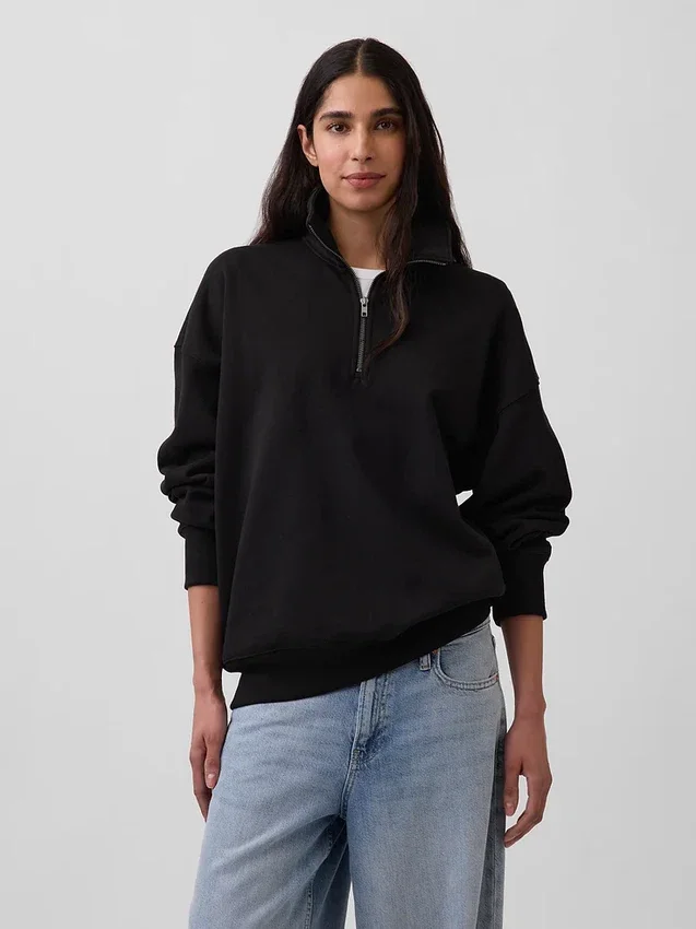 Pull oversize épais à fermeture à glissière quart de longueur pour adulte
