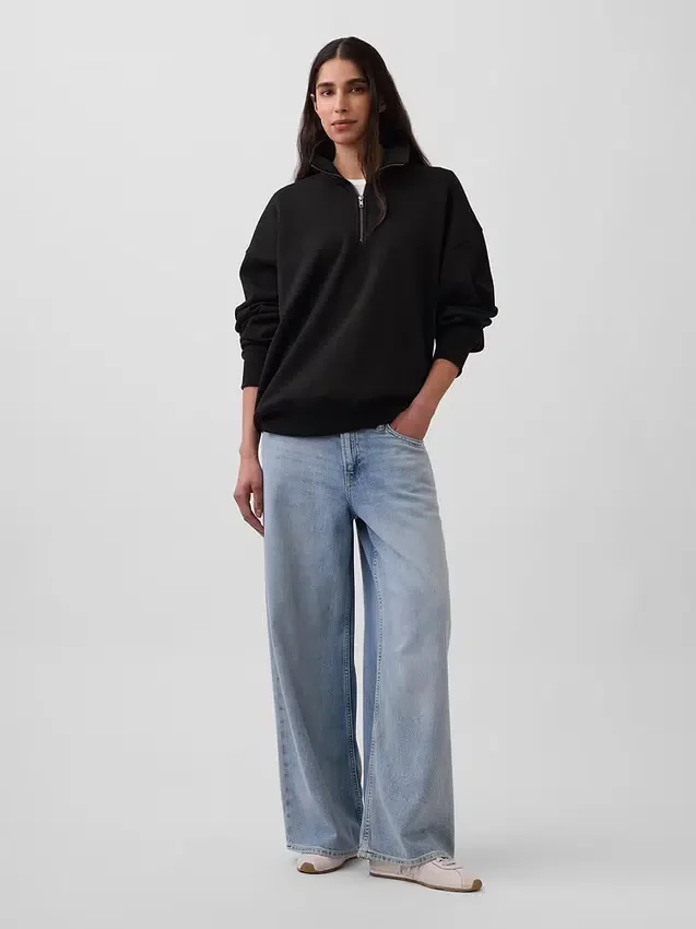 Pull oversize épais à fermeture à glissière quart de longueur pour adulte