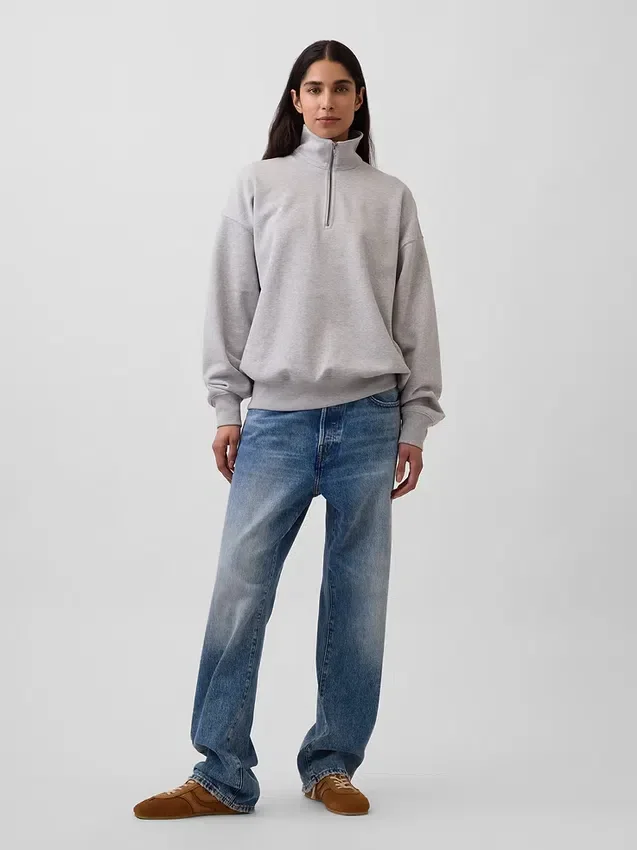 Pull oversize épais à fermeture à glissière quart de longueur pour adulte