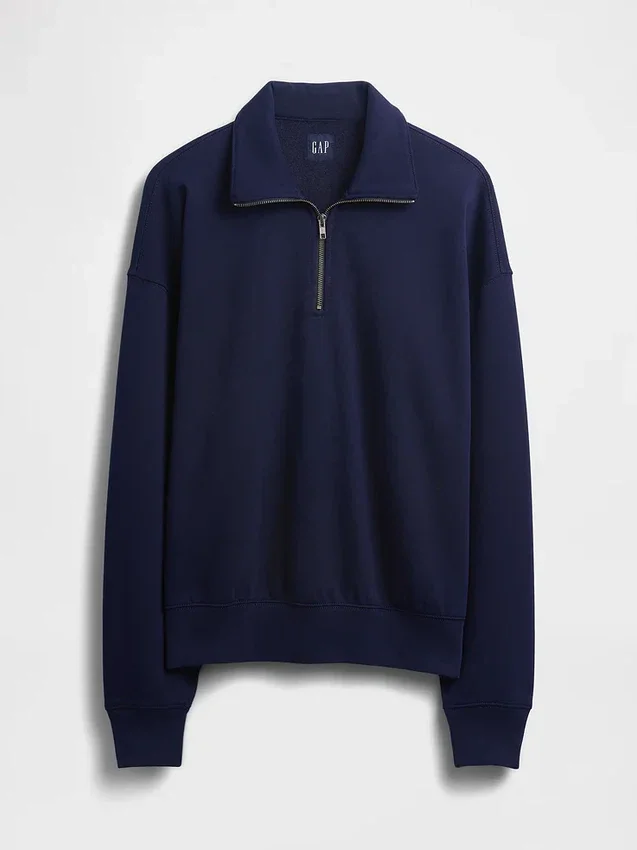 Pull oversize épais à fermeture à glissière quart de longueur pour adulte