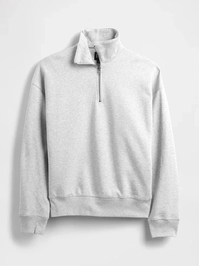 Pull oversize épais à fermeture à glissière quart de longueur pour adulte
