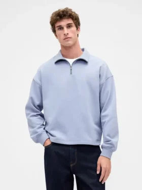 Pull oversize épais à quart de fermeture éclair