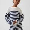 Pull oversize à rayures en crochet pour enfant