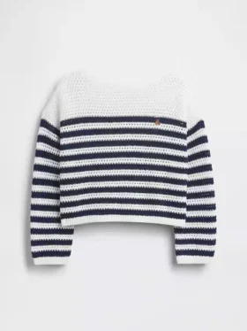 Pull oversize à rayures en crochet pour enfant