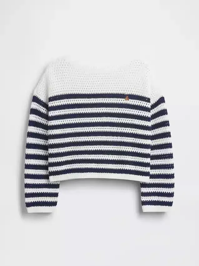 Pull oversize à rayures en crochet pour enfant