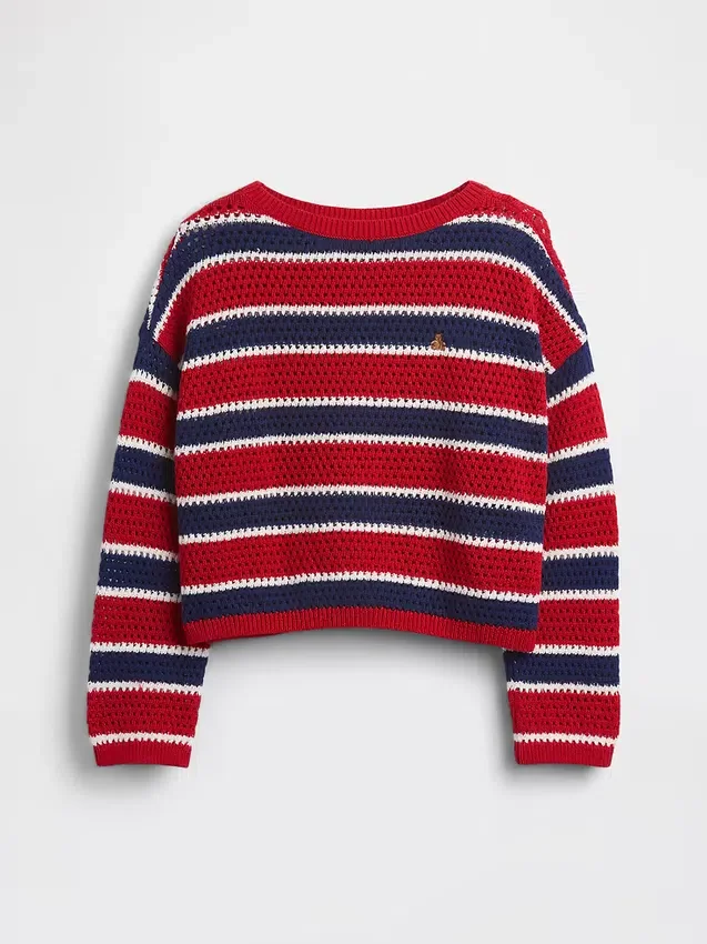 Pull oversize à rayures en crochet pour enfant