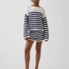 Pull oversize à rayures en crochet pour enfant