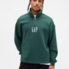 Pull épais oversize à logo et fermeture à glissière quart de longueur