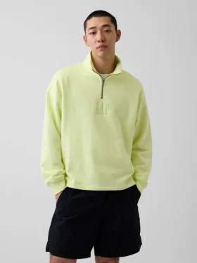 Pull épais oversize à logo et fermeture à glissière quart de longueur