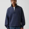 Pull épais oversize à logo et fermeture à glissière quart de longueur