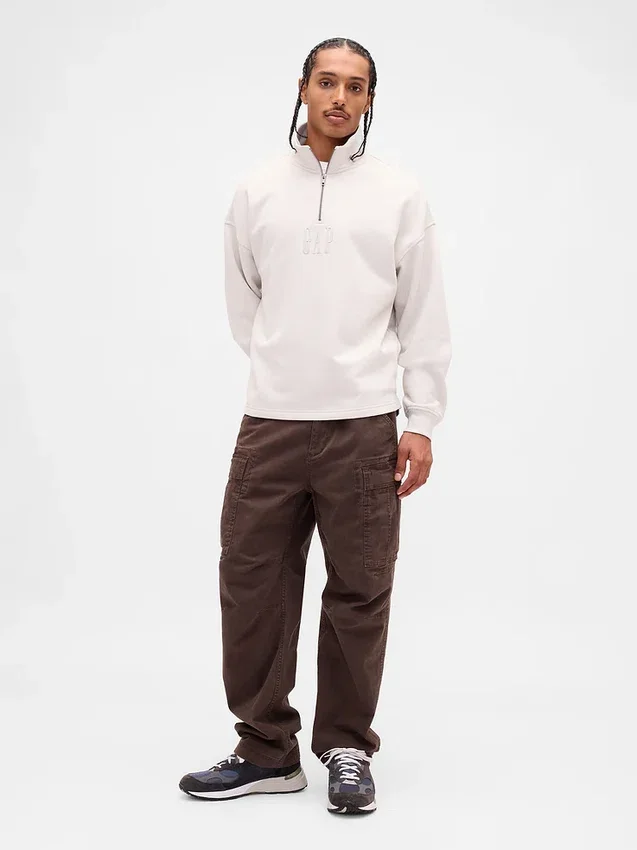 Pull épais oversize à logo et fermeture à glissière quart de longueur