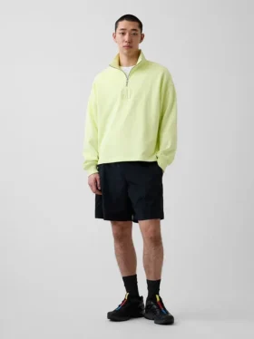 Pull épais oversize à logo et fermeture à glissière quart de longueur