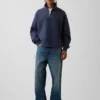 Pull épais oversize à logo et fermeture à glissière quart de longueur