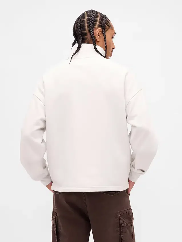 Pull épais oversize à logo et fermeture à glissière quart de longueur