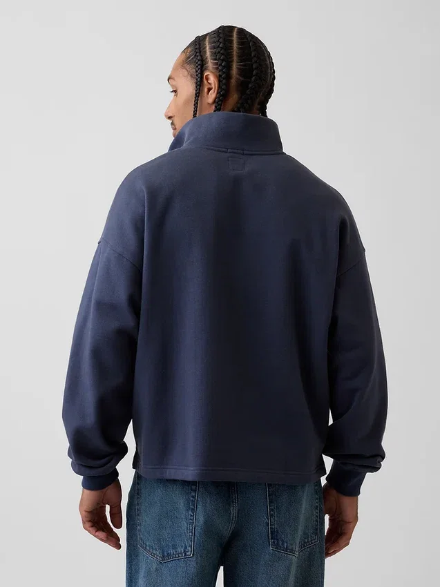 Pull épais oversize à logo et fermeture à glissière quart de longueur