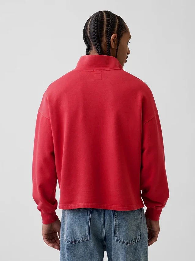Pull épais oversize à logo et fermeture à glissière quart de longueur