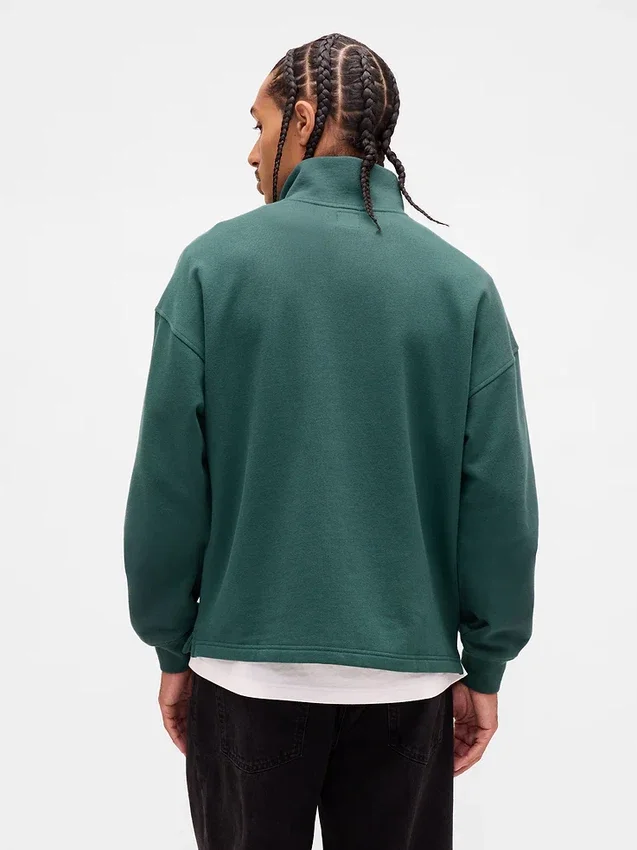 Pull épais oversize à logo et fermeture à glissière quart de longueur