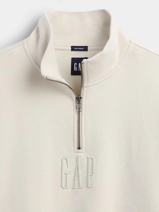 Pull épais oversize à logo et fermeture à glissière quart de longueur