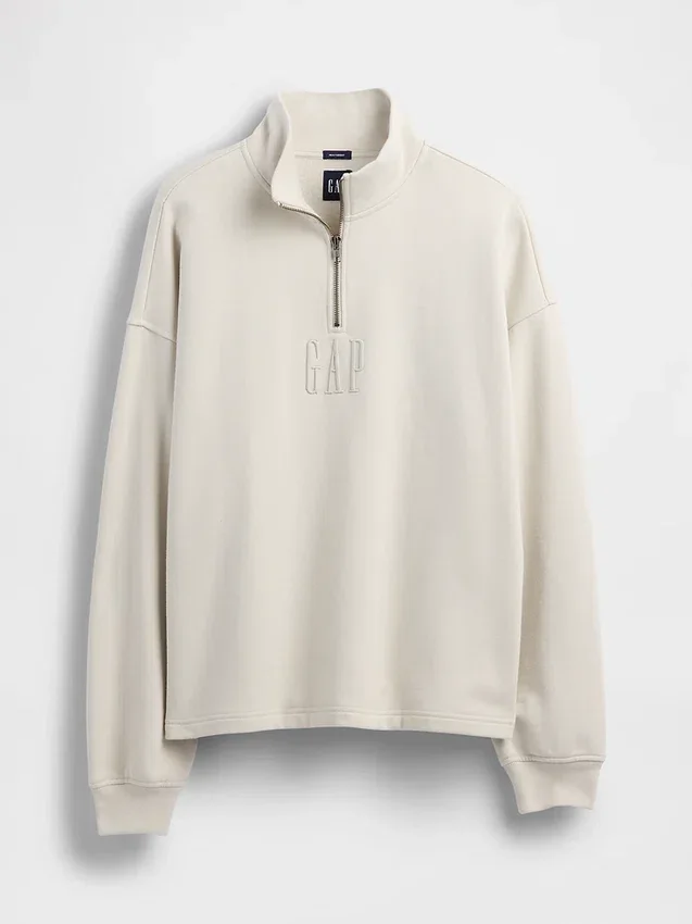 Pull épais oversize à logo et fermeture à glissière quart de longueur