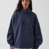 Pull épais oversize à logo et fermeture à glissière quart de longueur
