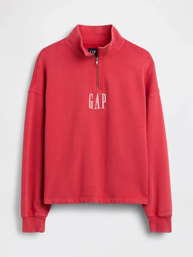 Pull épais oversize à logo et fermeture à glissière quart de longueur