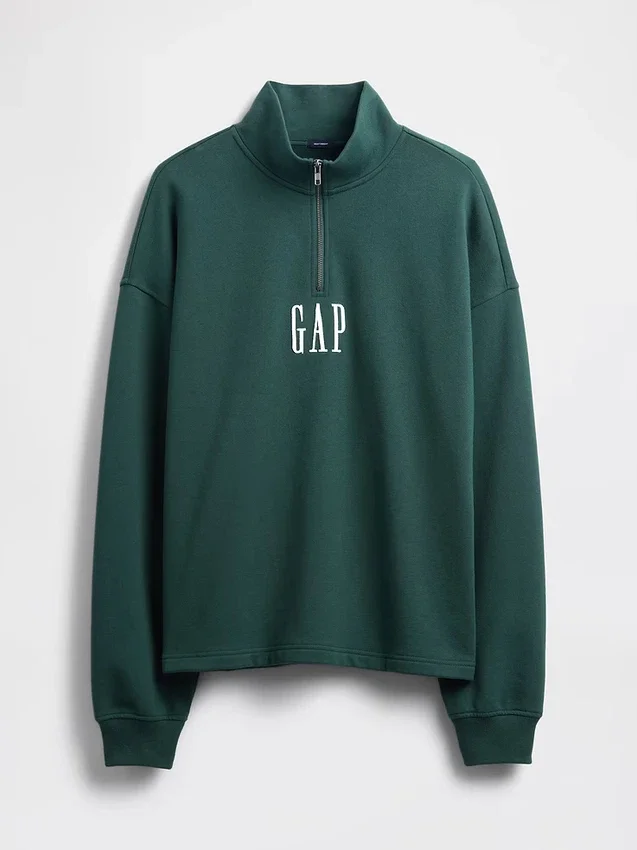 Pull épais oversize à logo et fermeture à glissière quart de longueur