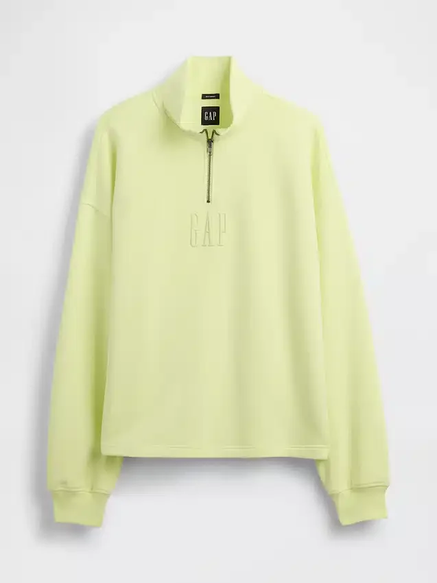 Pull épais oversize à logo et fermeture à glissière quart de longueur