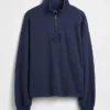 Pull épais oversize à logo et fermeture à glissière quart de longueur