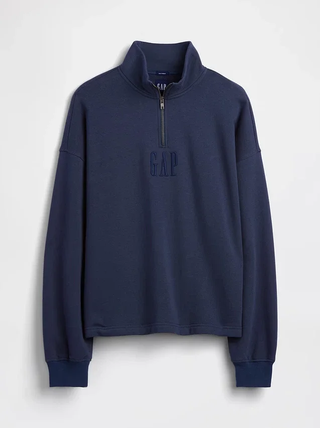 Pull épais oversize à logo et fermeture à glissière quart de longueur