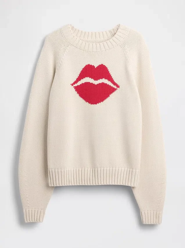 Pull raglan « Kiss » 100 % coton