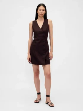 Robe asymétrique en mélange de lin