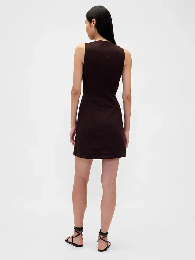 Robe asymétrique en mélange de lin