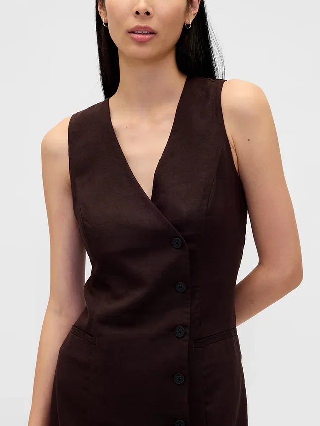 Robe asymétrique en mélange de lin