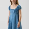 Robe babydoll en denim pour enfant