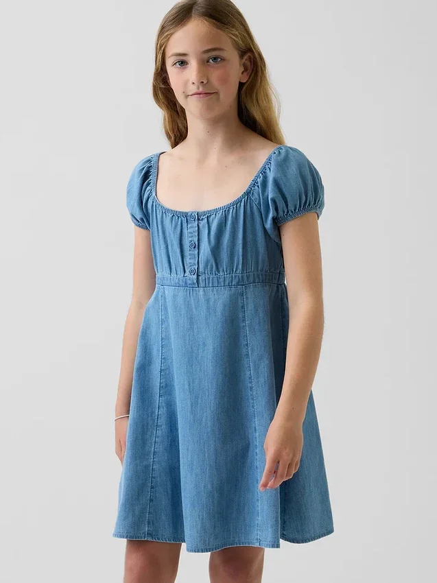Robe babydoll en denim pour enfant
