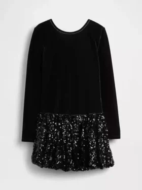 Robe bouffante à paillettes pour enfants en mélange de matières