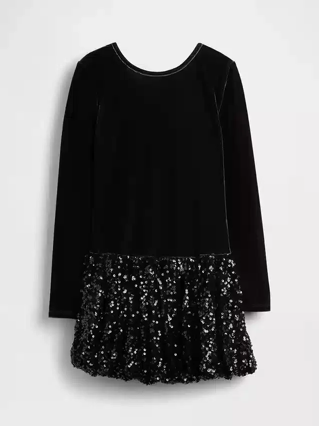 Robe bouffante à paillettes pour enfants en mélange de matières
