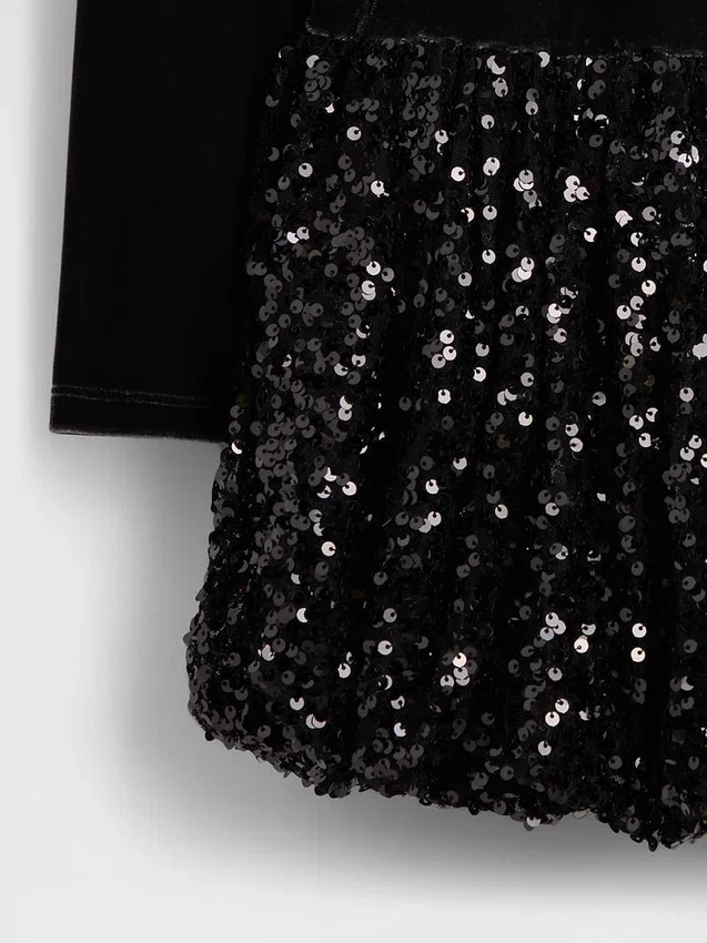 Robe bouffante à paillettes pour enfants en mélange de matières