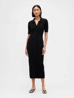 Robe-cardigan mi-longue CashSoft à col côtelé